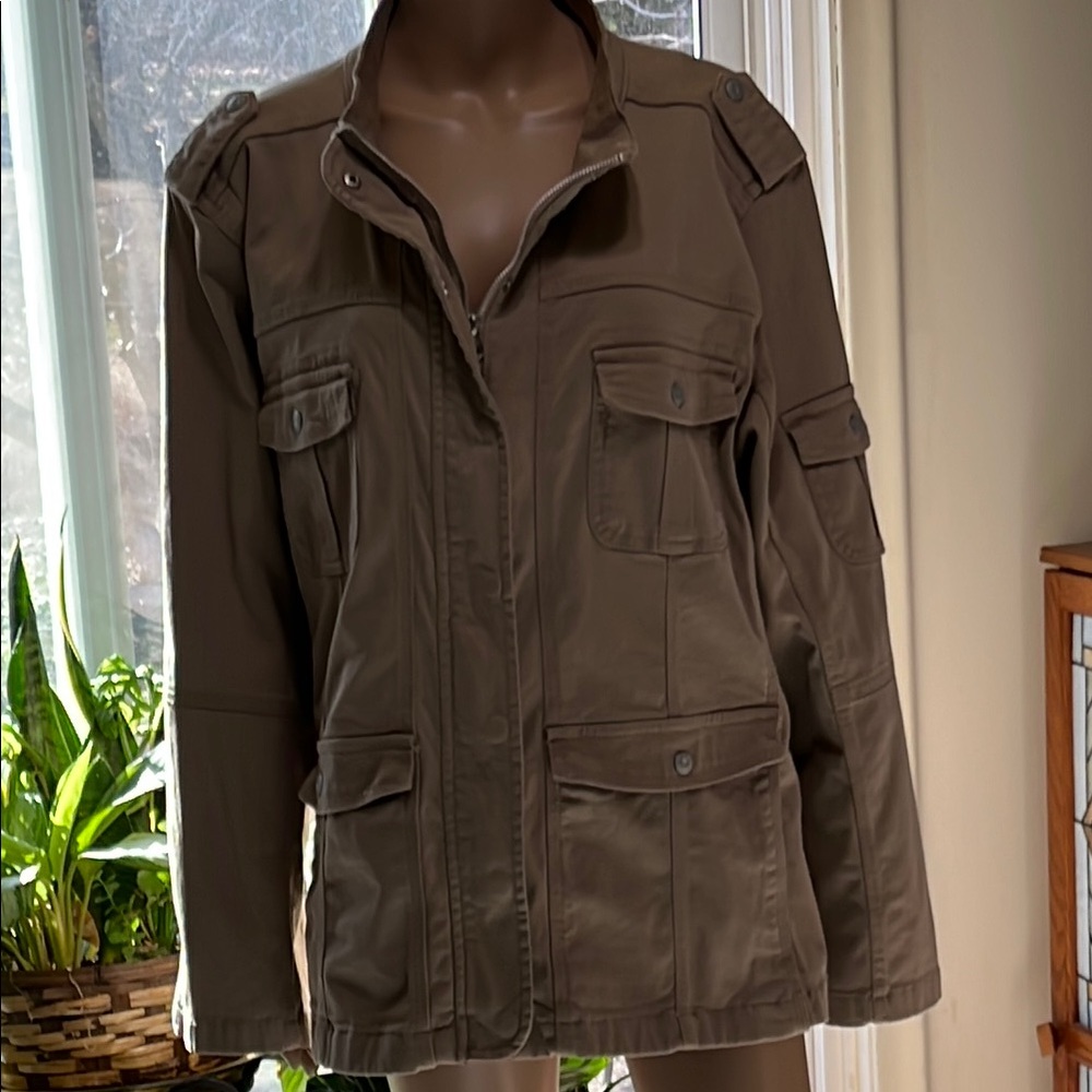 Safari Jacket, Cotton with Lots of Pockets! Zipper and Snaps, Excellent Conditi - Picture 10 of 12